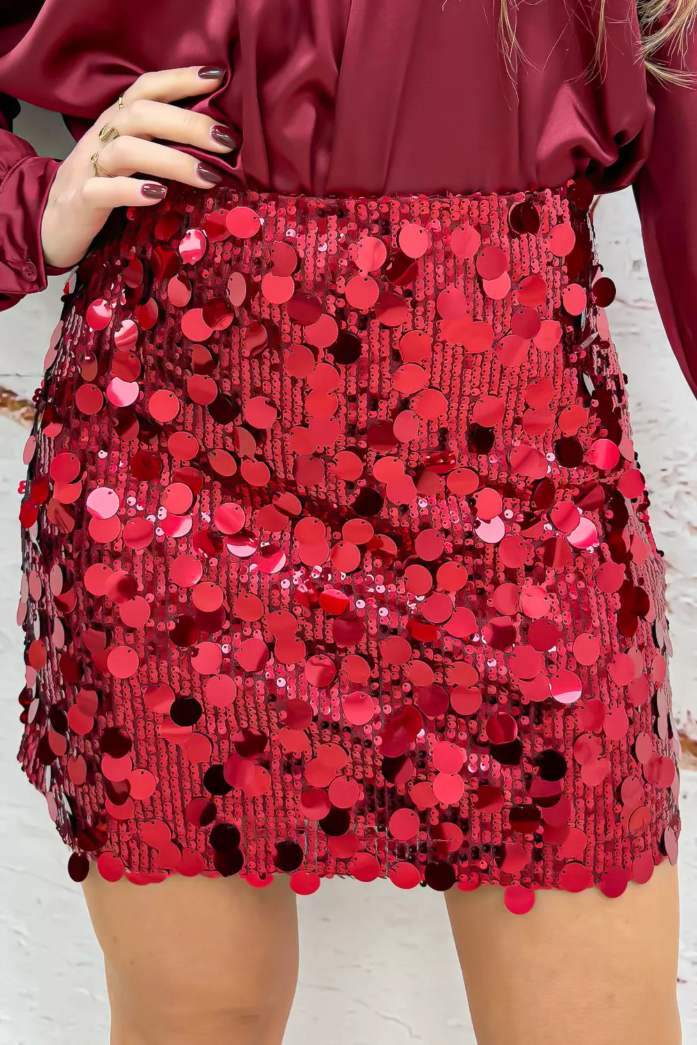 All eyes on you paillet skirt - Bordeaux