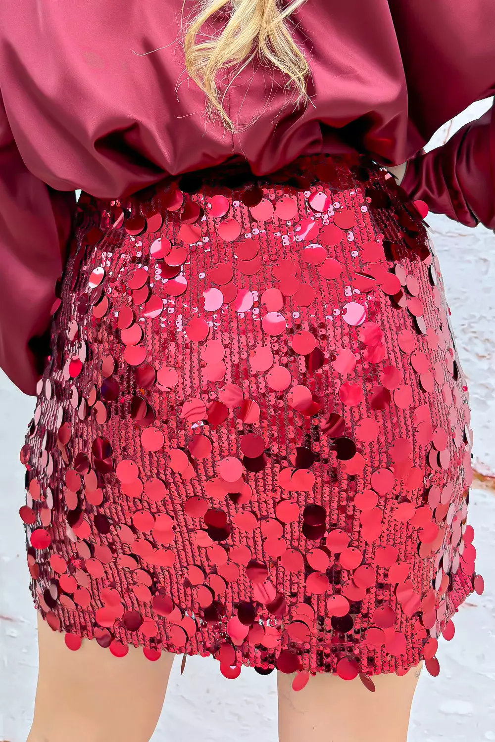 All eyes on you paillet skirt - Bordeaux - Image 2