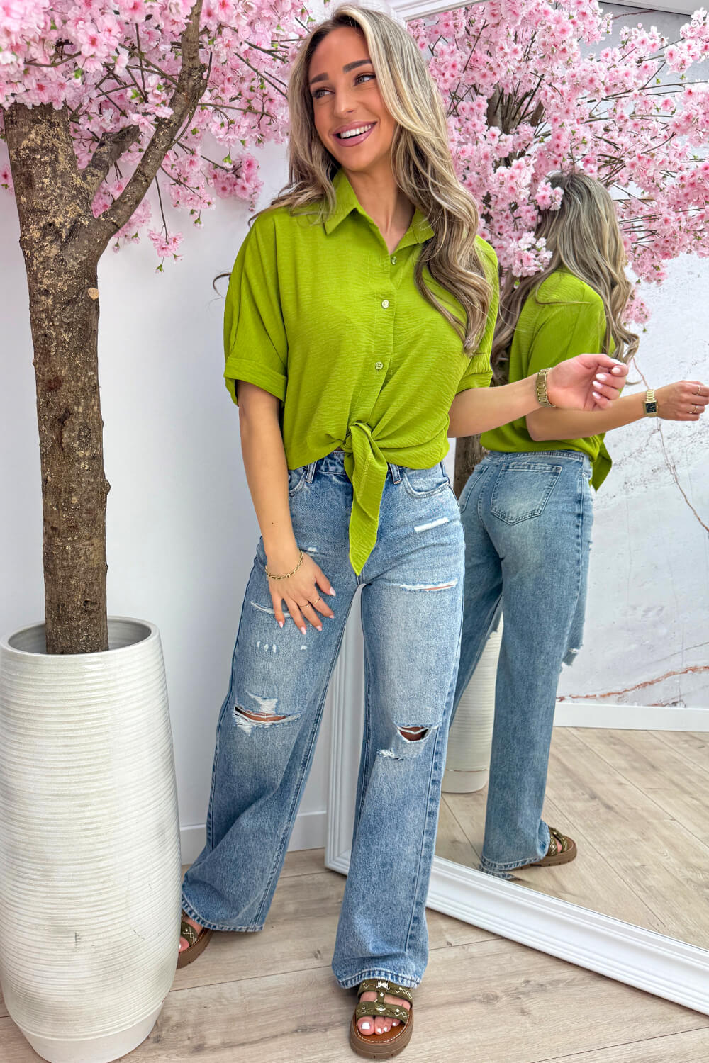 Basic knot blouse - Olijf - Image 3