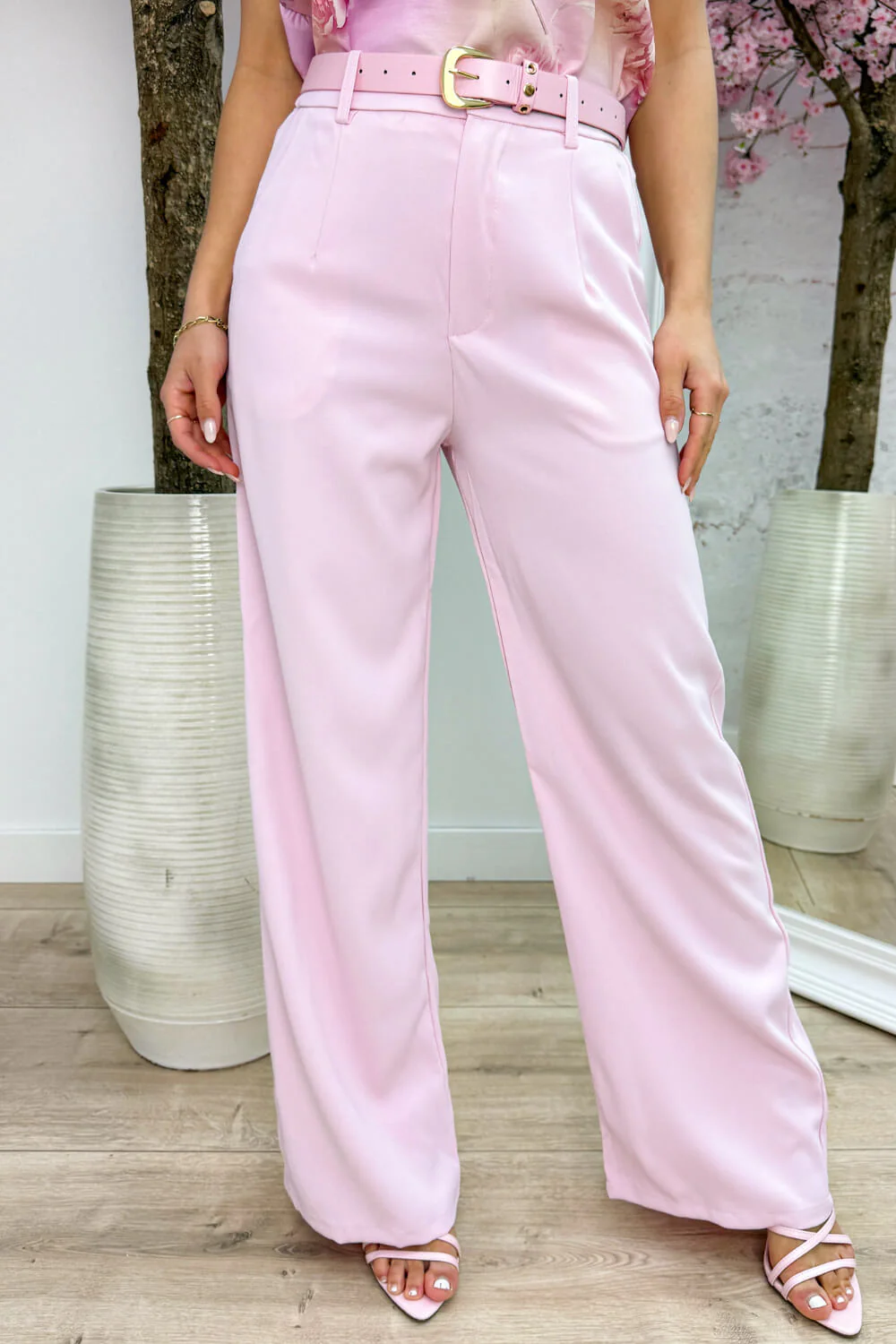 Belted pantalon (Incl. riem) - Roze