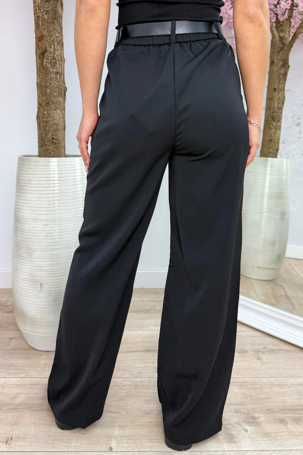 Belted pantalon (Incl. riem) - Zwart - Image 2