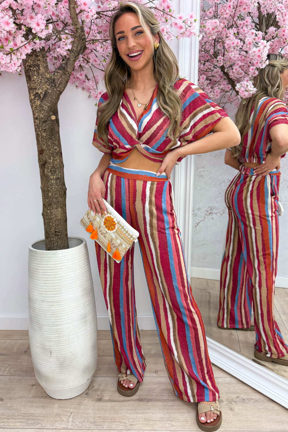 Coconut lurex co-ord - Bordeaux - Image 3