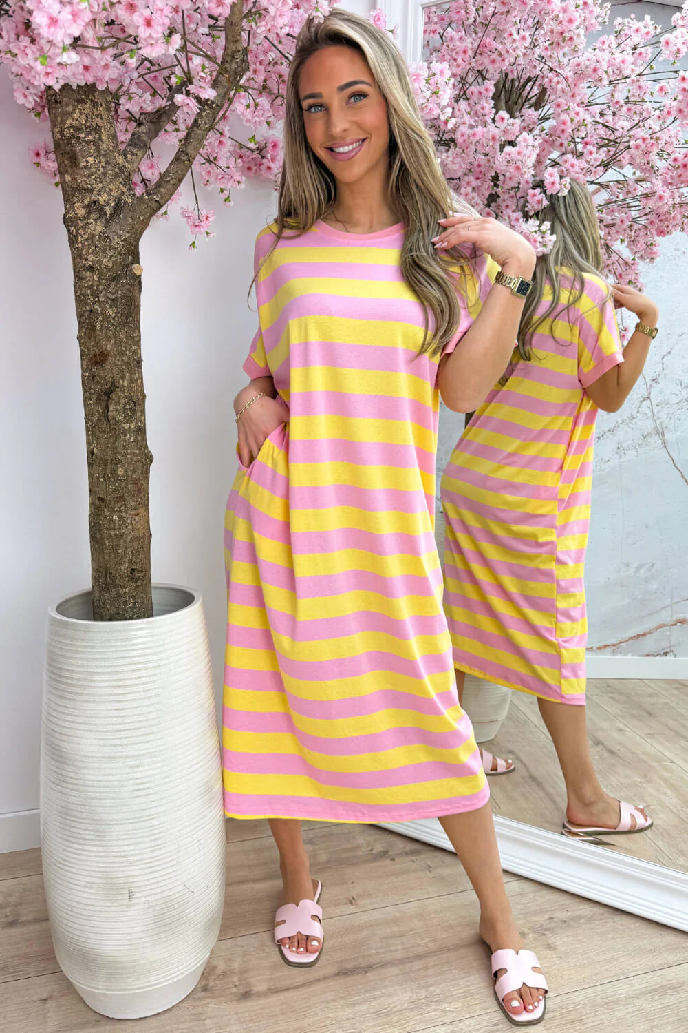 Comfy stripe dress - Roze - Image 3