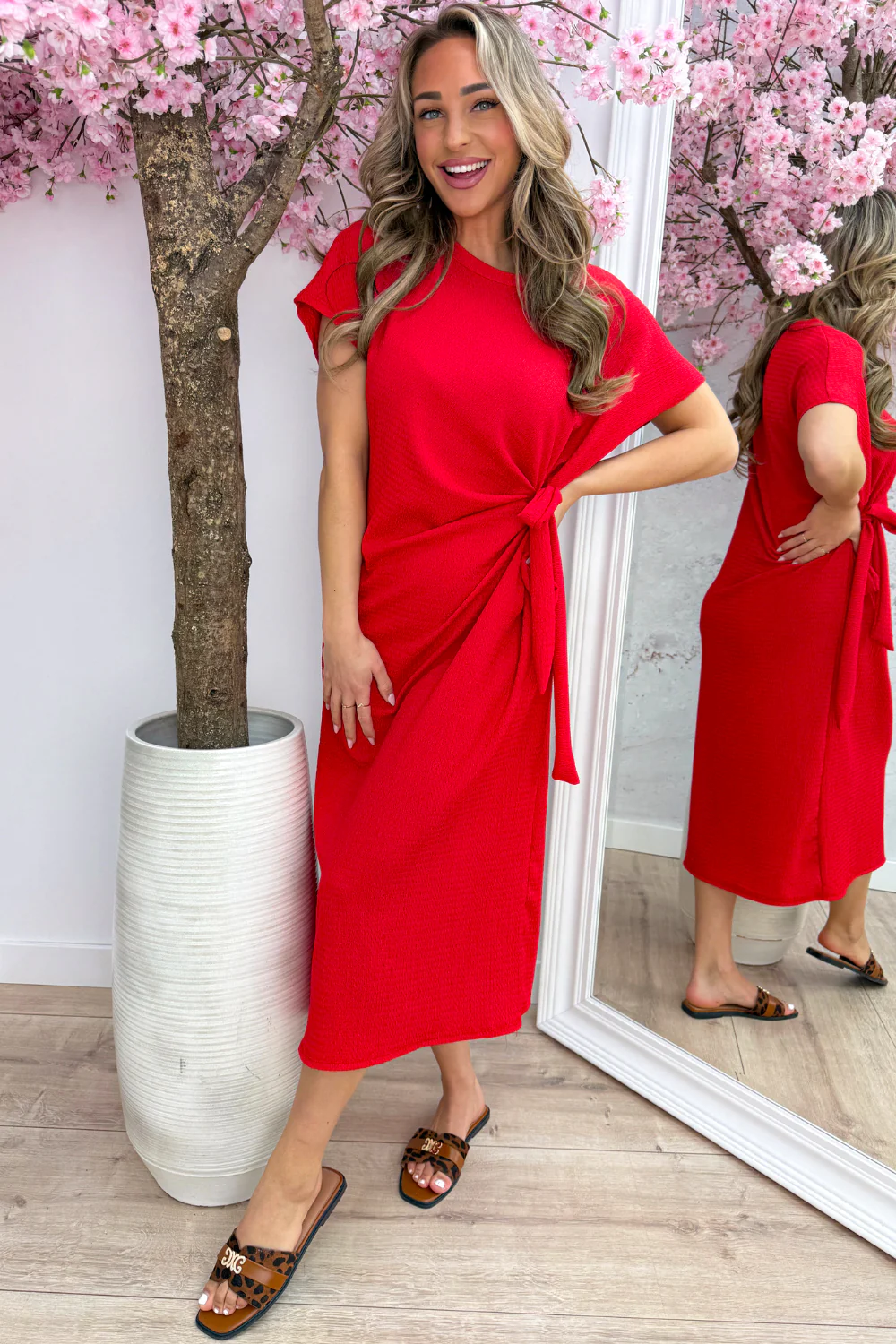 Crepe bow dress - Rood