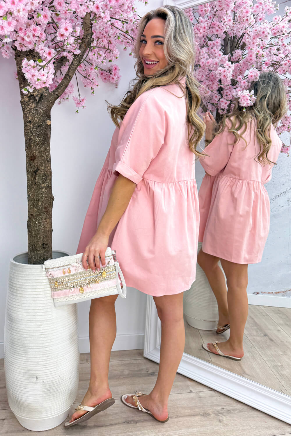 Cute in denim dress - Oud roze - Image 4