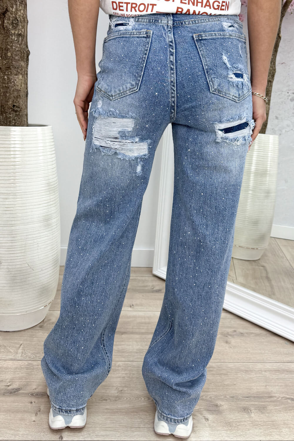 Diamond cross straight leg jeans - Jeans blue - Image 2