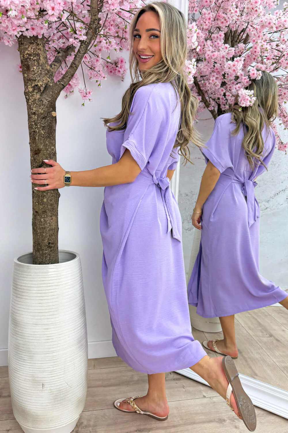 Draped bow dress - Lila - Image 3