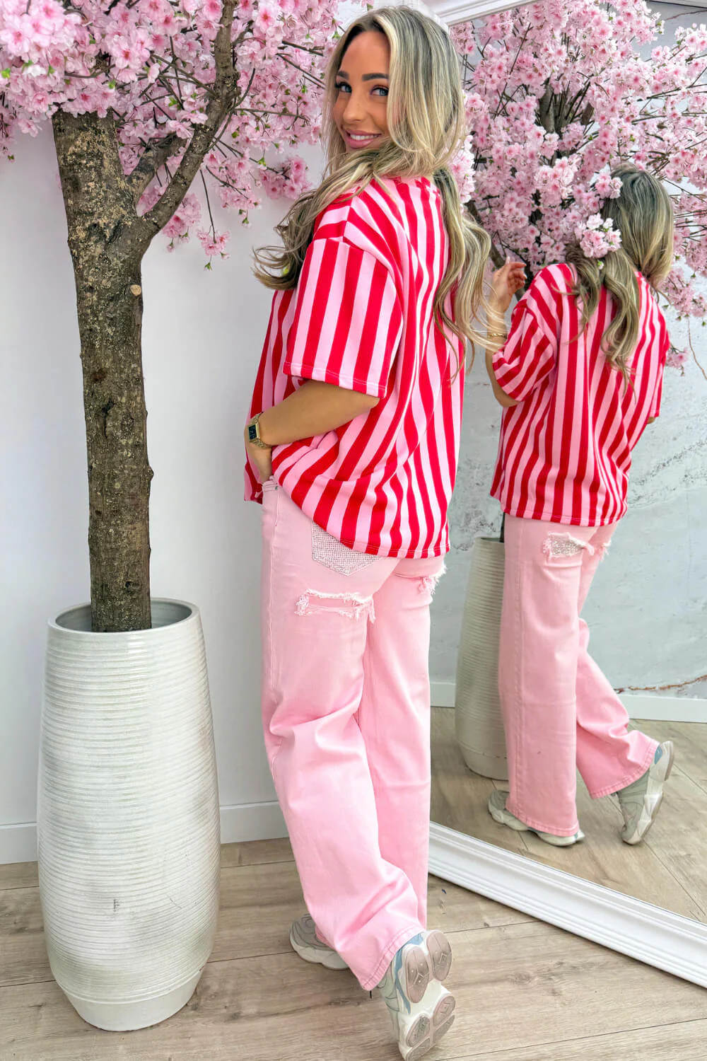 Hygge stripe T-shirt - Lollypop roze - Image 4