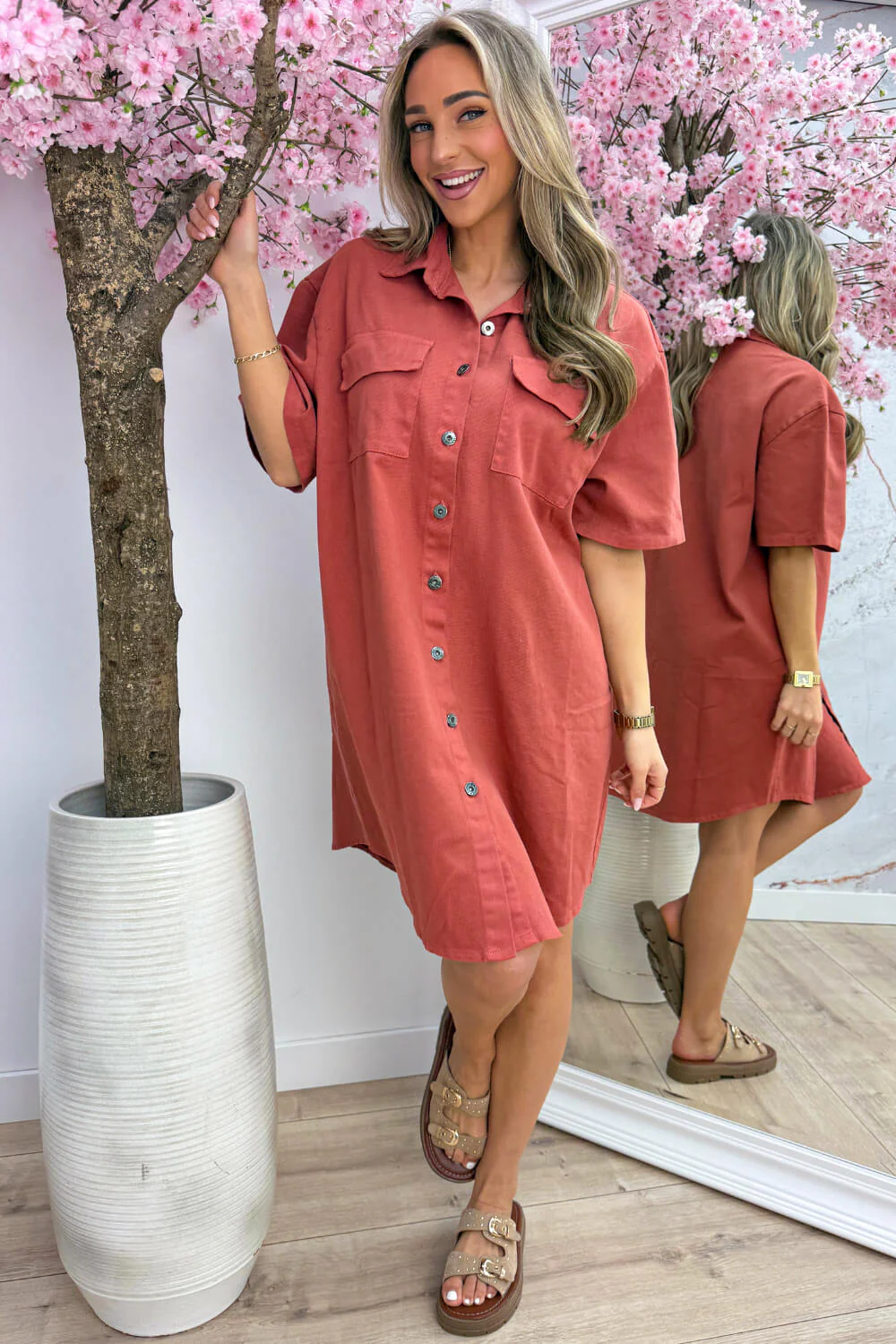 I'm your favorite denim dress - Terracotta - Image 3