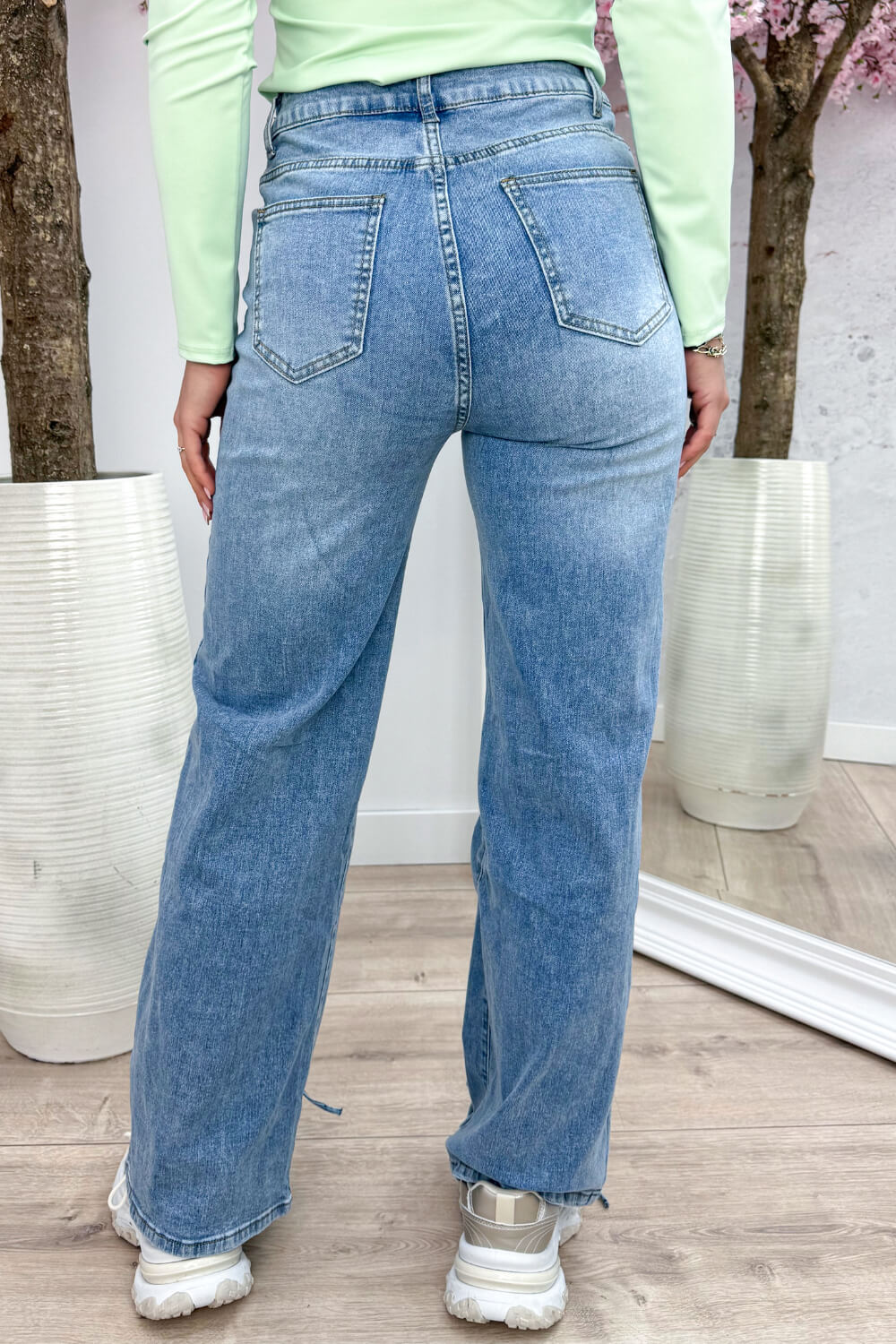 Laced straight leg jeans YX517 - Jeans blue - Image 2