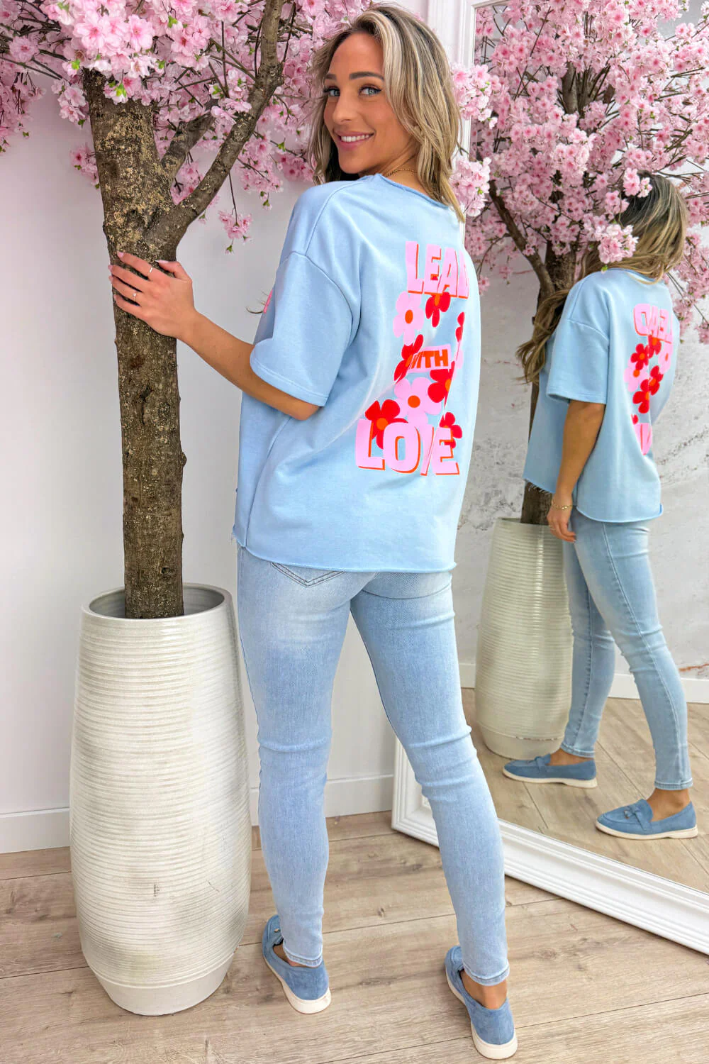 Lead with love oversized T-shirt - Sky blue - Image 4