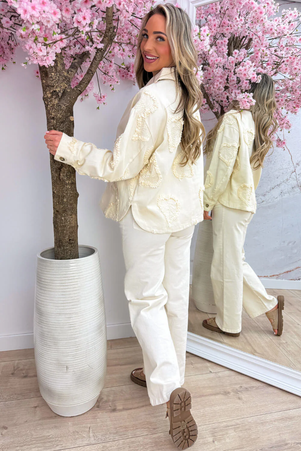 Leaf me in denim blouse - Beige - Image 4