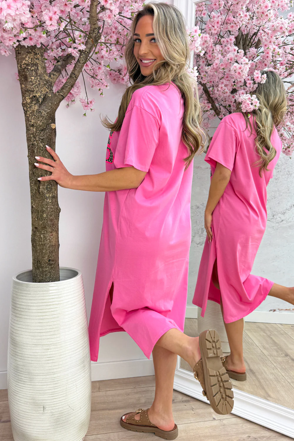 Leopard amore T-shirt dress - Fuchsia - Image 4