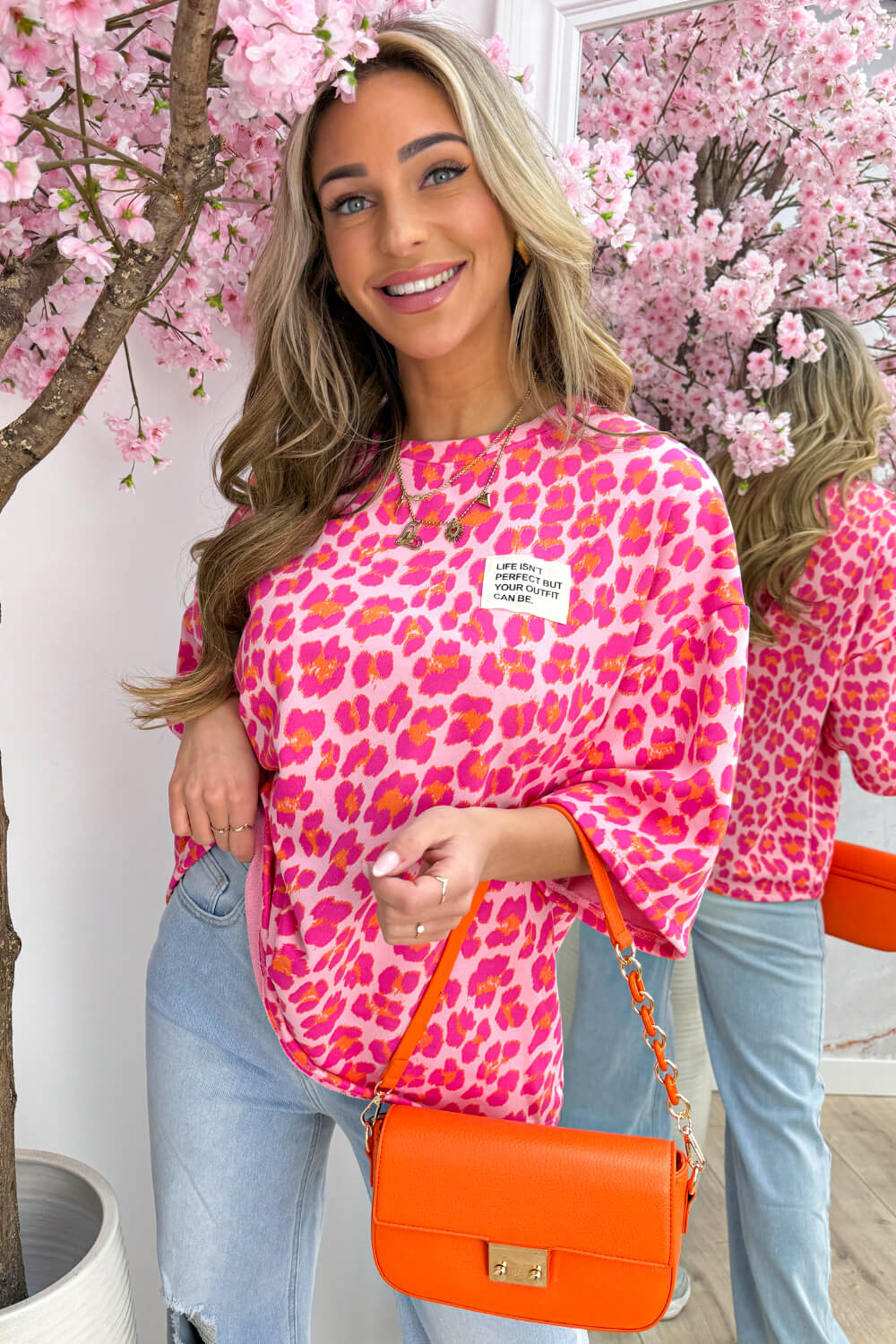 Leopard perfect embleem T-shirt - Lollypop roze