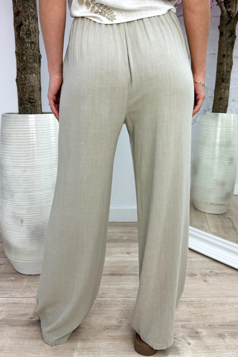 Linnen pants - Taupe - Image 2