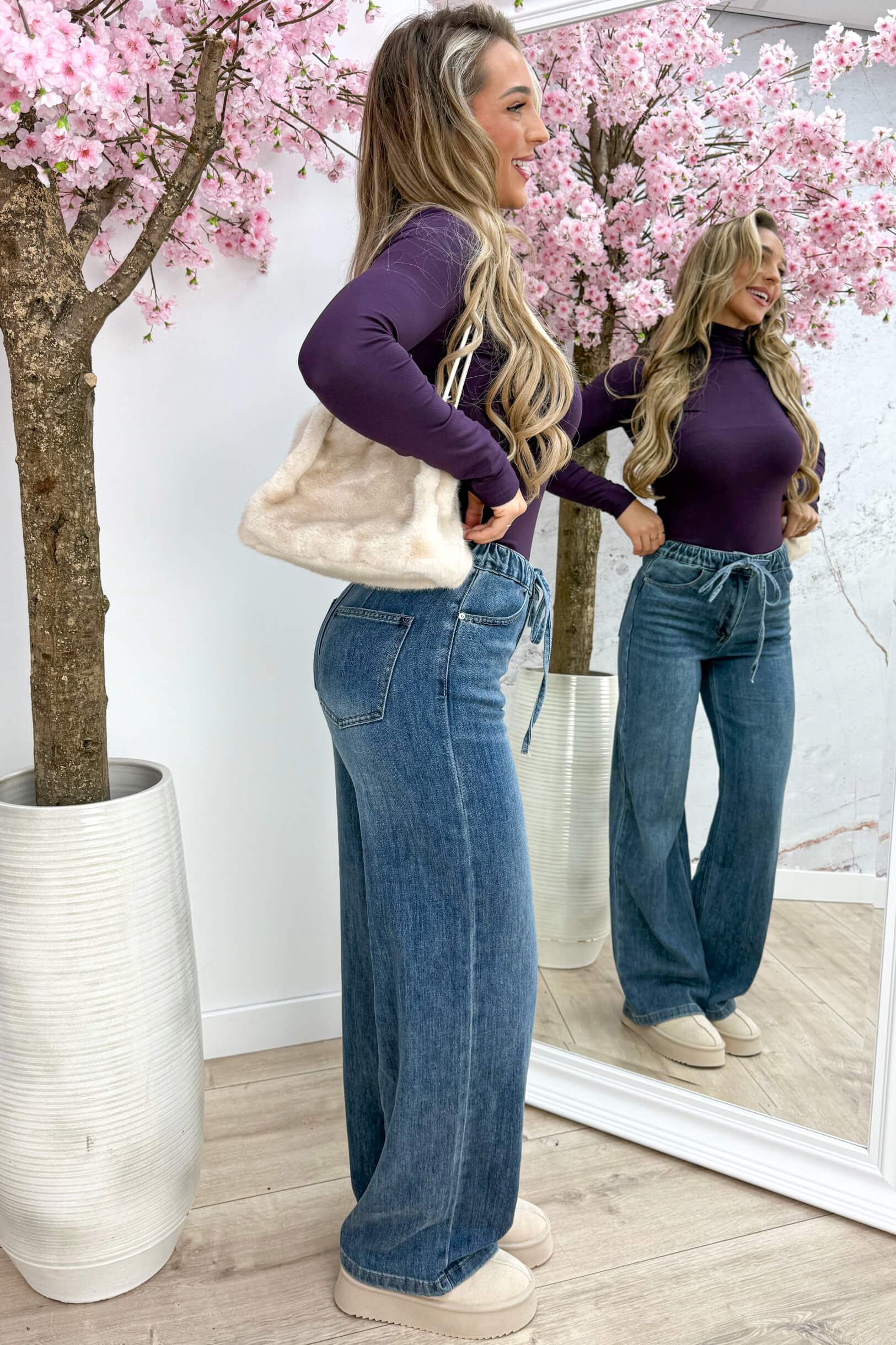 Long basic turtle neck topje - Dk. paars - Image 4
