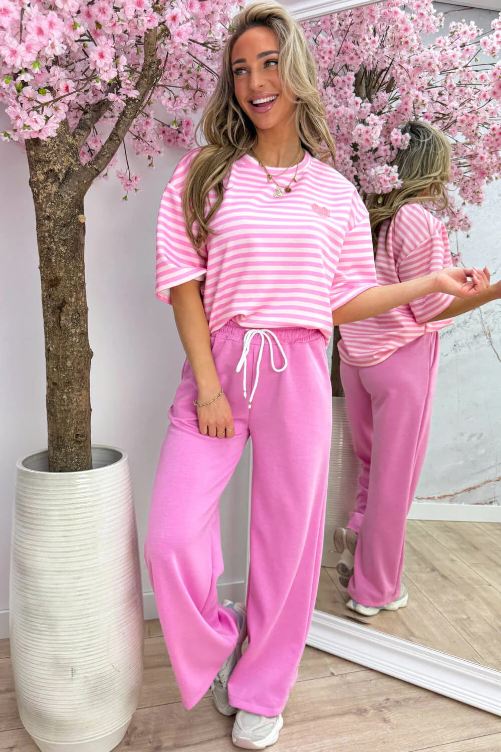 Love stripes comfy co-ord - Lollypop roze - Image 2