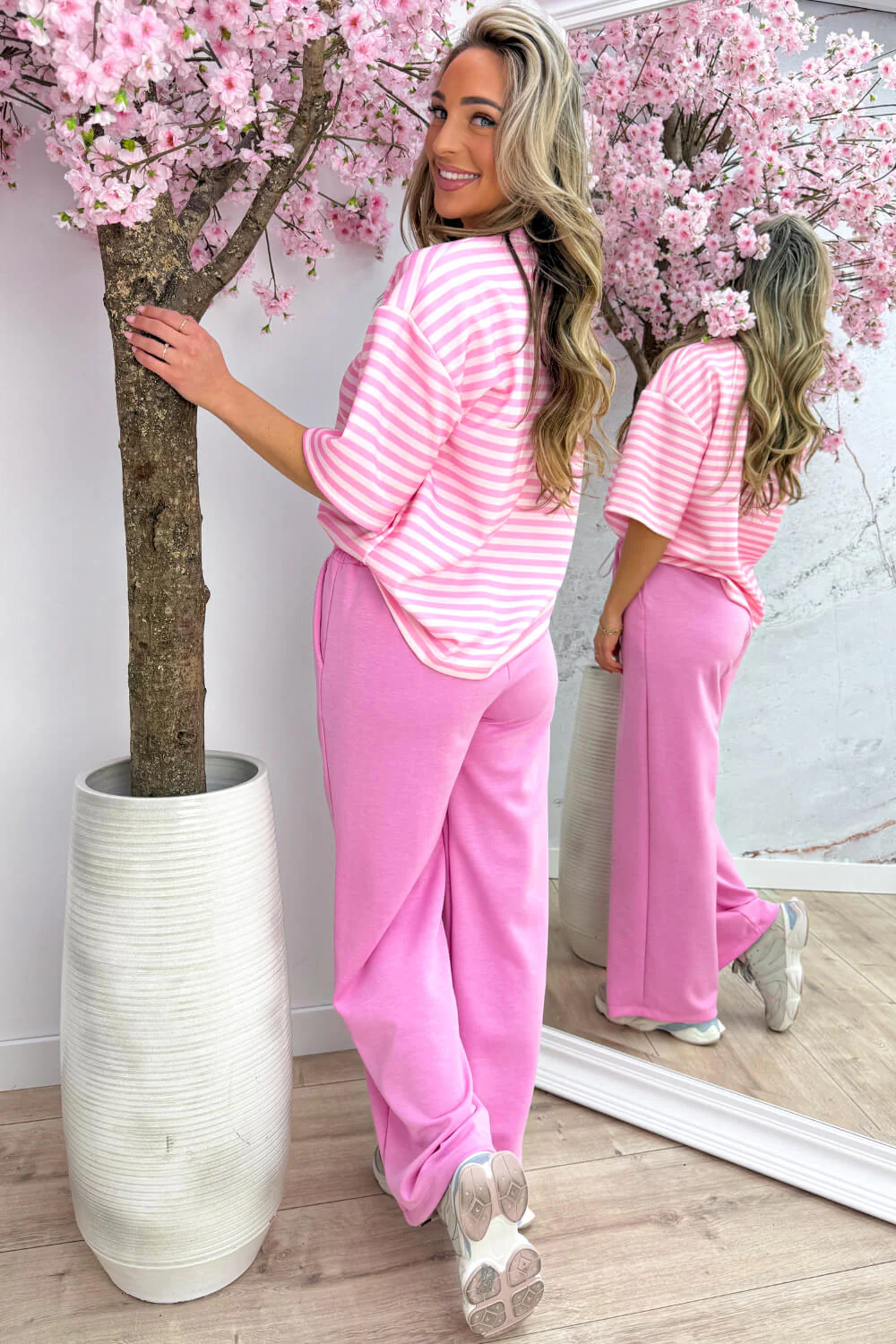 Love stripes comfy co-ord - Lollypop roze - Image 4