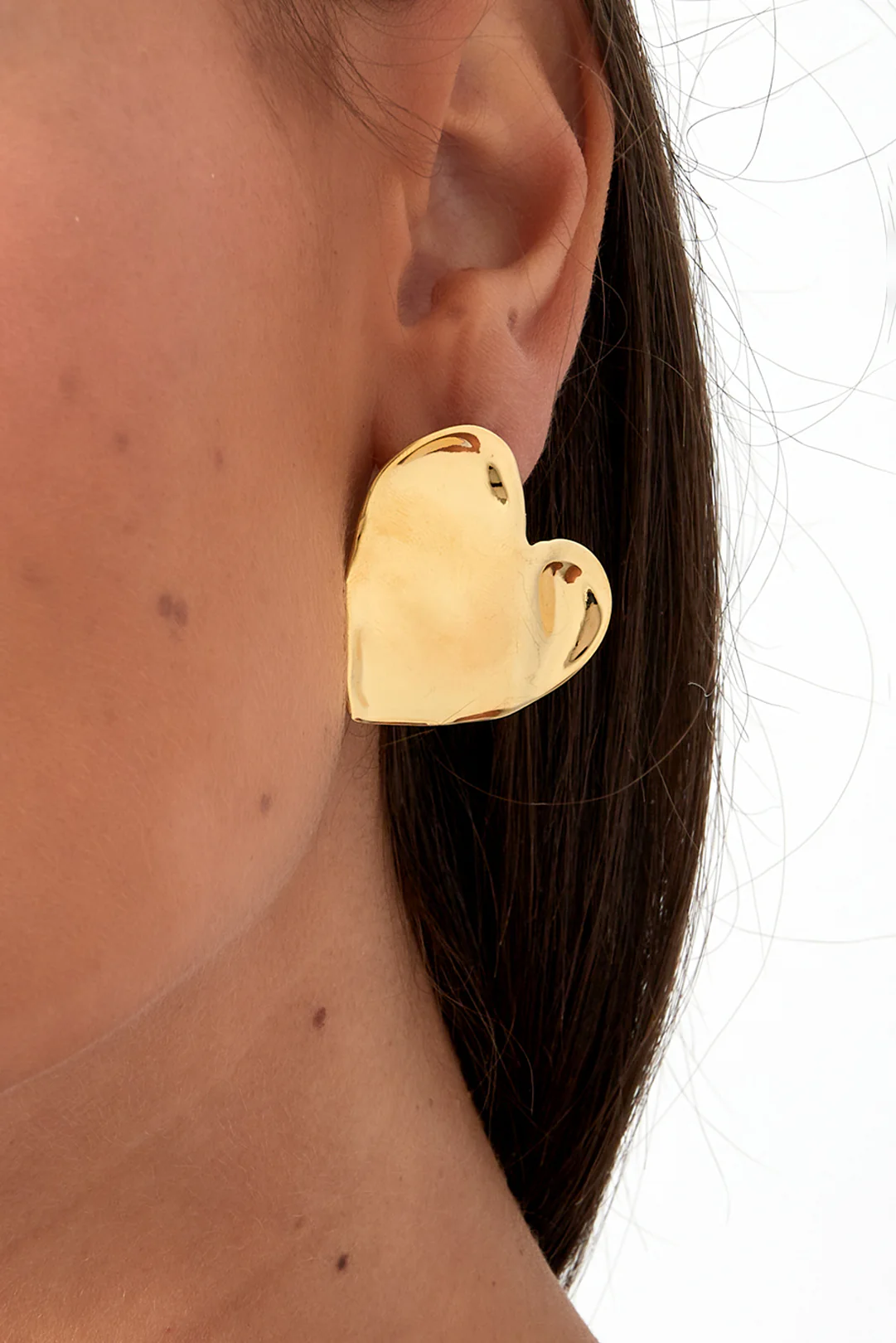 Mega heart dented oorbel - Goud - Image 2