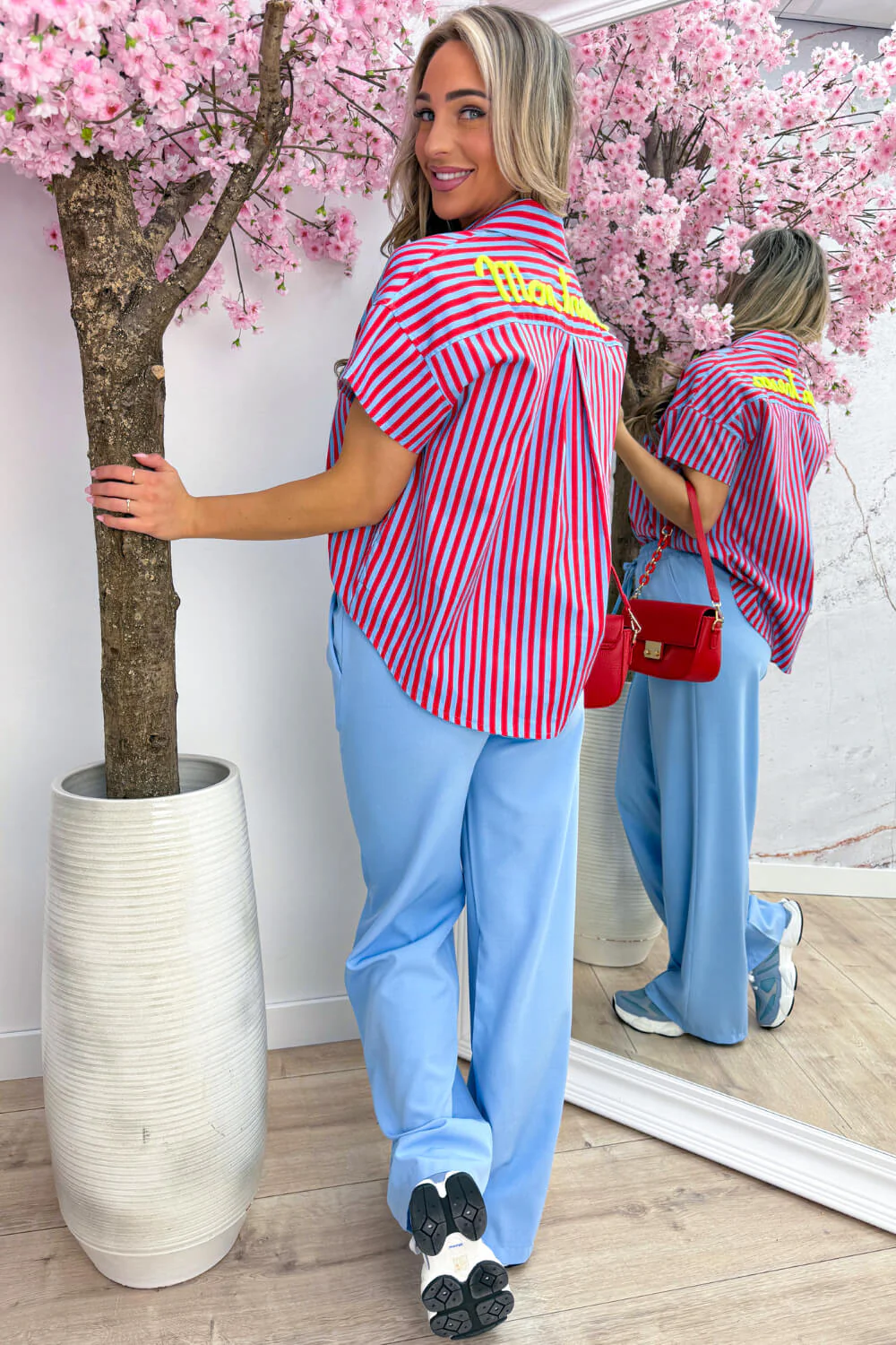 Mon tresor stripe blouse - Rood - Image 4