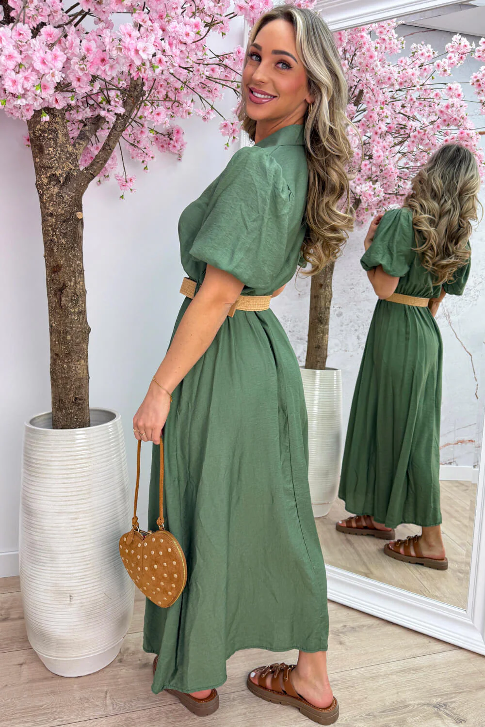Monaco maxi dress (Incl. riem) - Army - Image 4