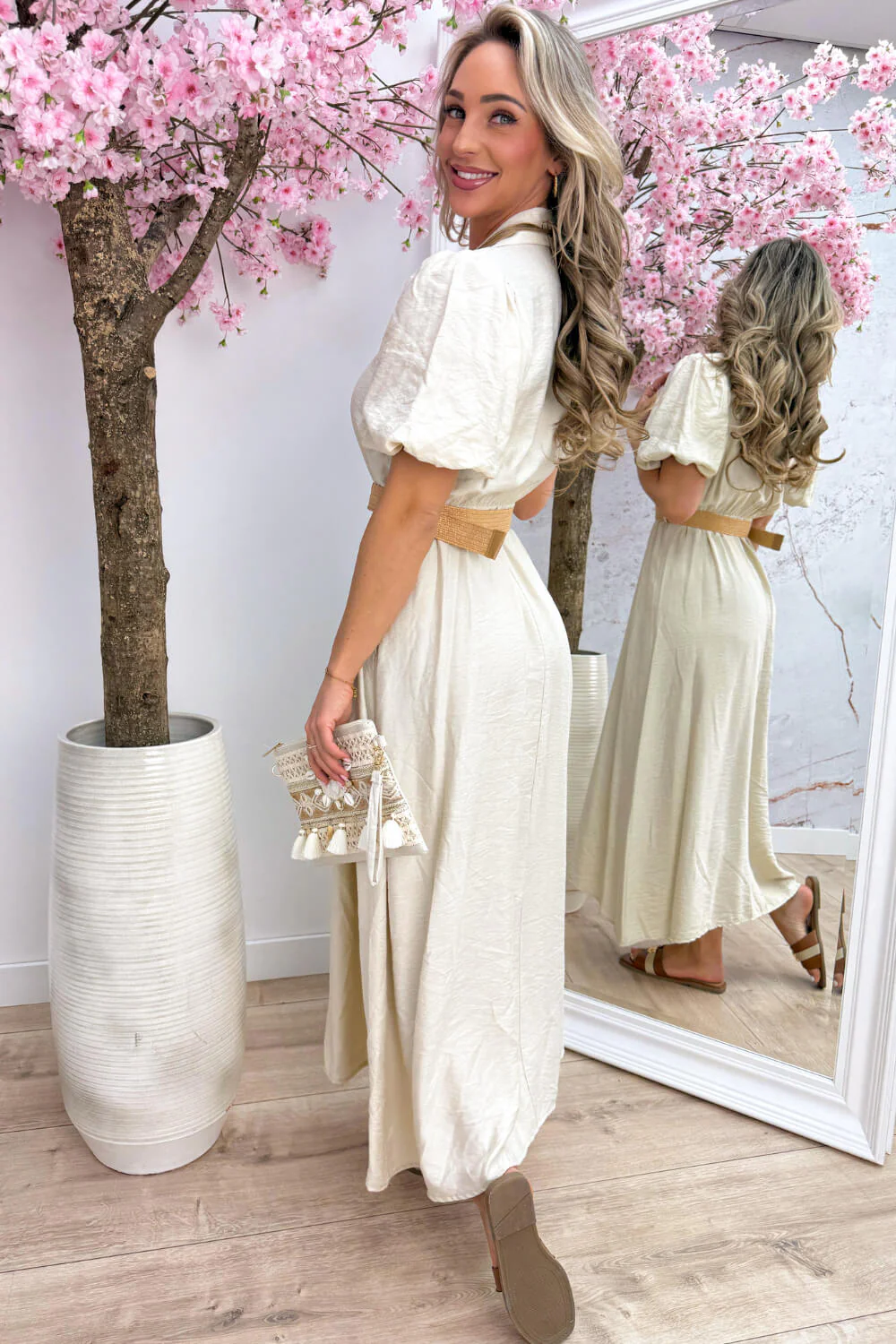 Monaco maxi dress (Incl. riem) - Beige - Image 4