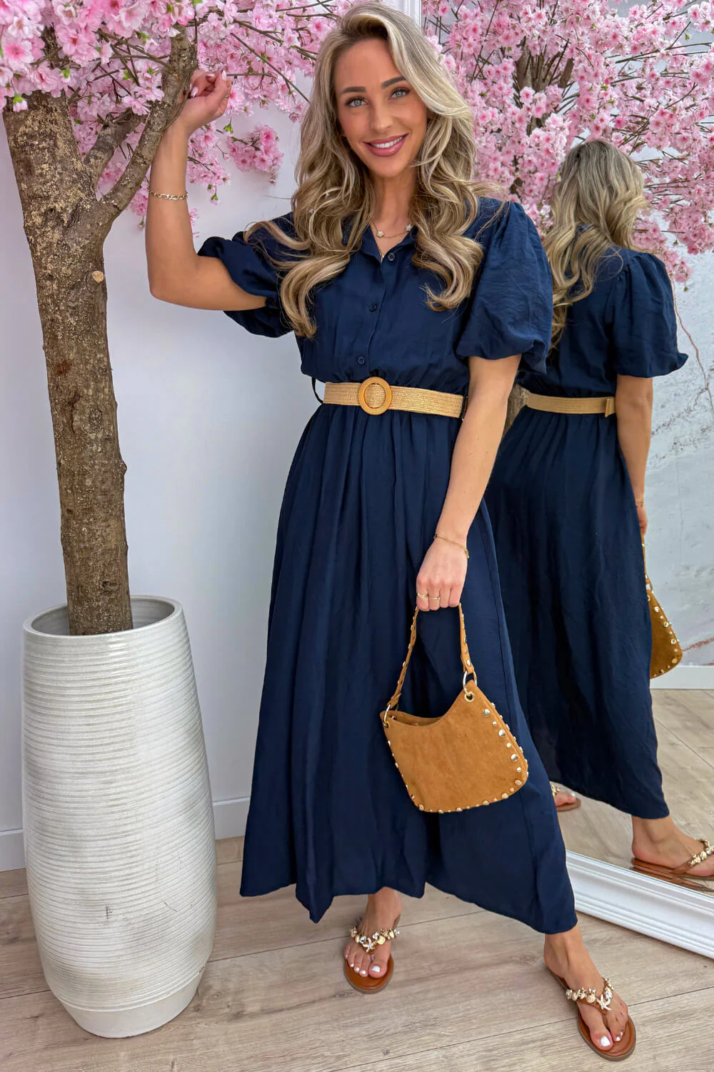 Monaco maxi dress (Incl. riem) - Navy - Image 3