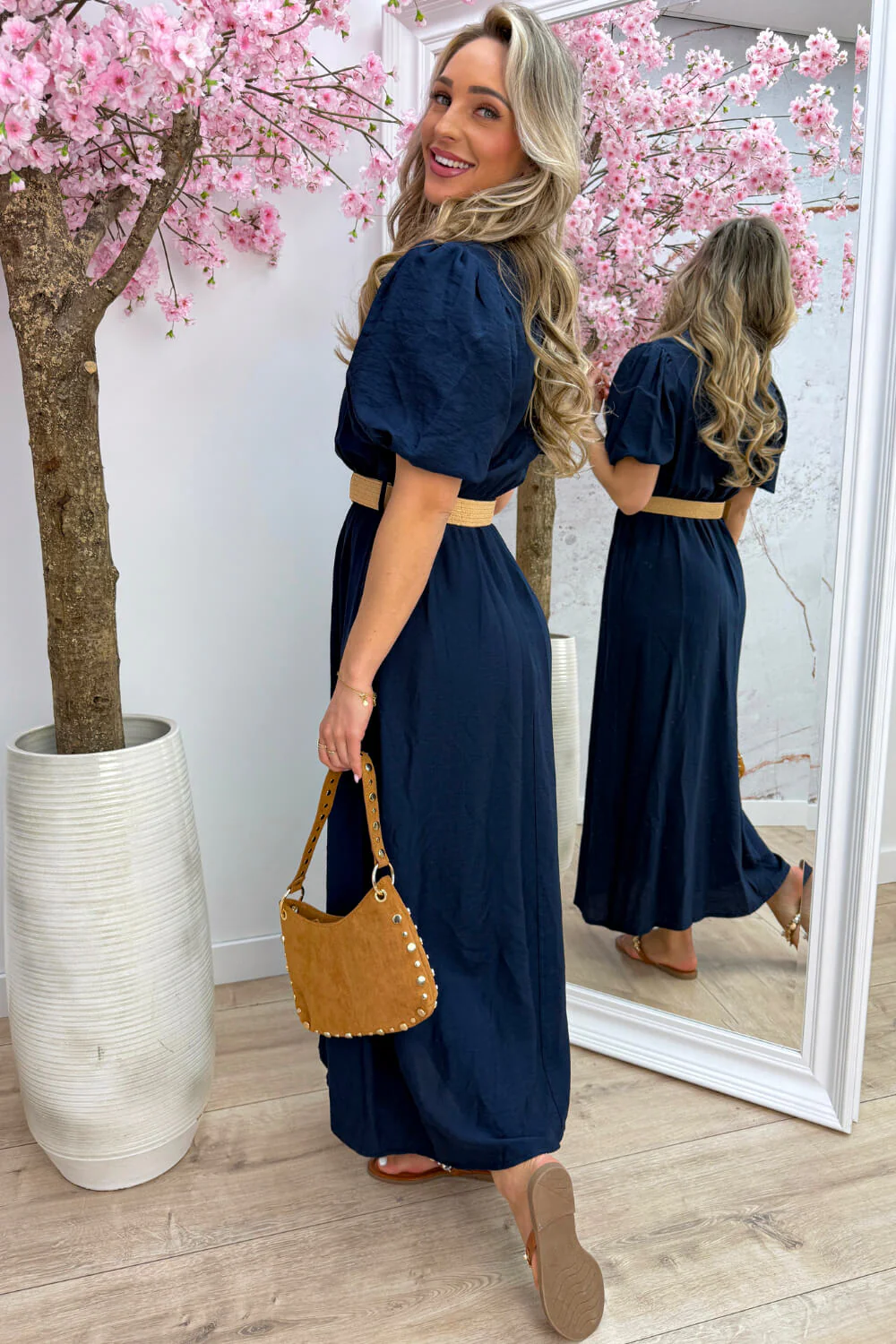 Monaco maxi dress (Incl. riem) - Navy - Image 4