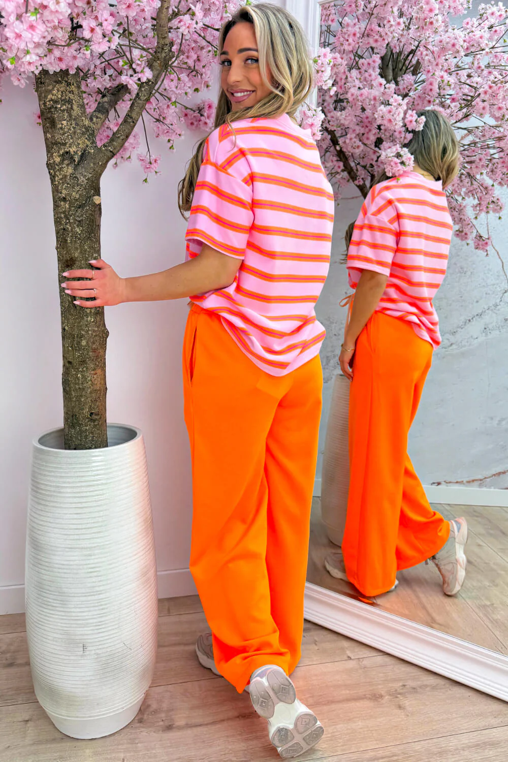 Neon stripes T-shirt - Roze - Image 4