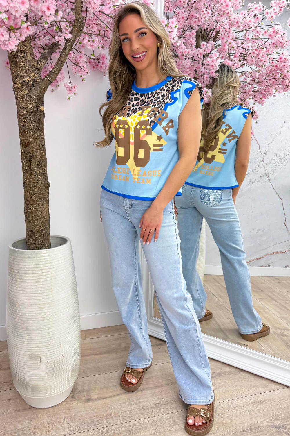 NY leopard statement topje - Sky blue - Image 2