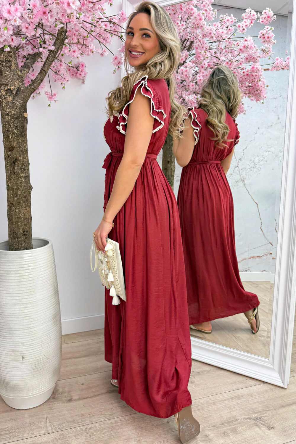 Palmtree maxi dress - Bordeaux - Image 4