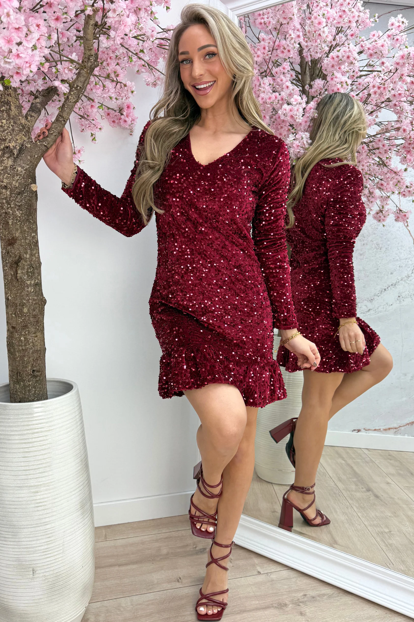 Party flair dress - Bordeaux - Image 6