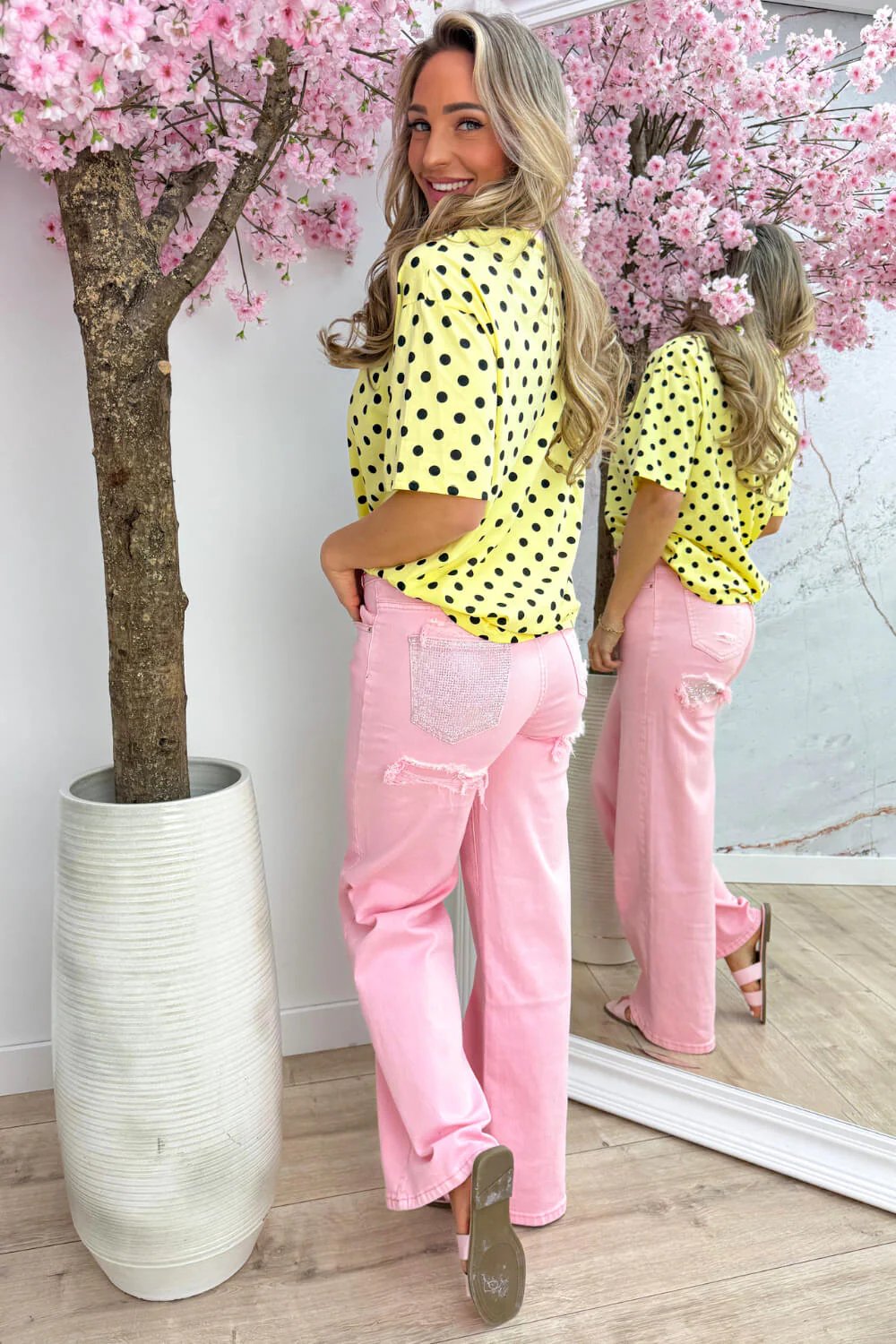 Polka dots charm T-shirt - Geel - Image 4