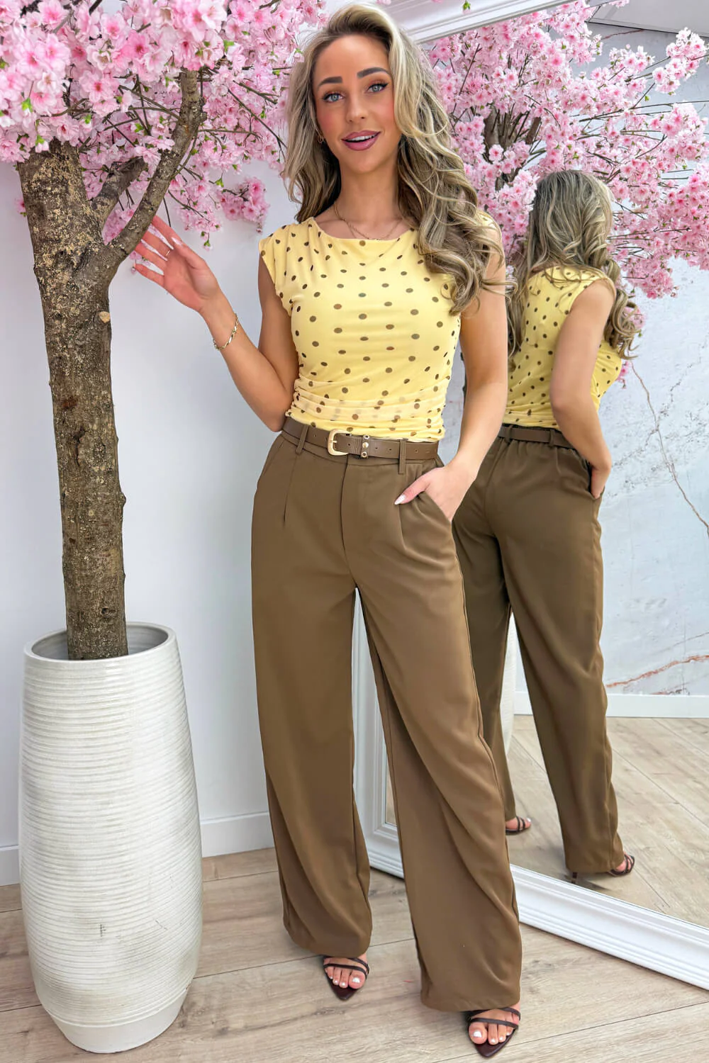 Polkadot mesh topje - Geel - Image 3