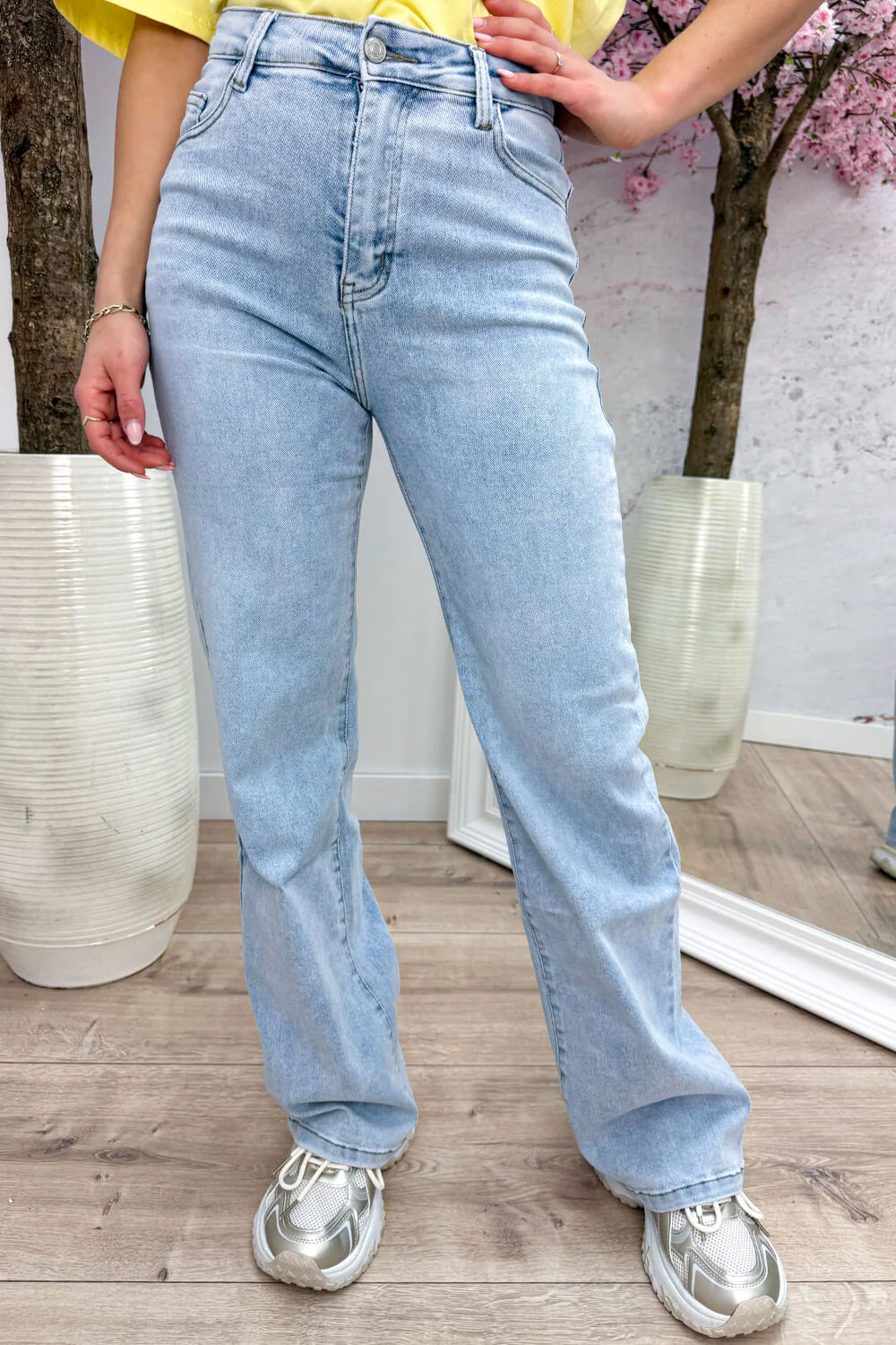 Popular leopard diamond straight leg jeans - Geel - Image 2