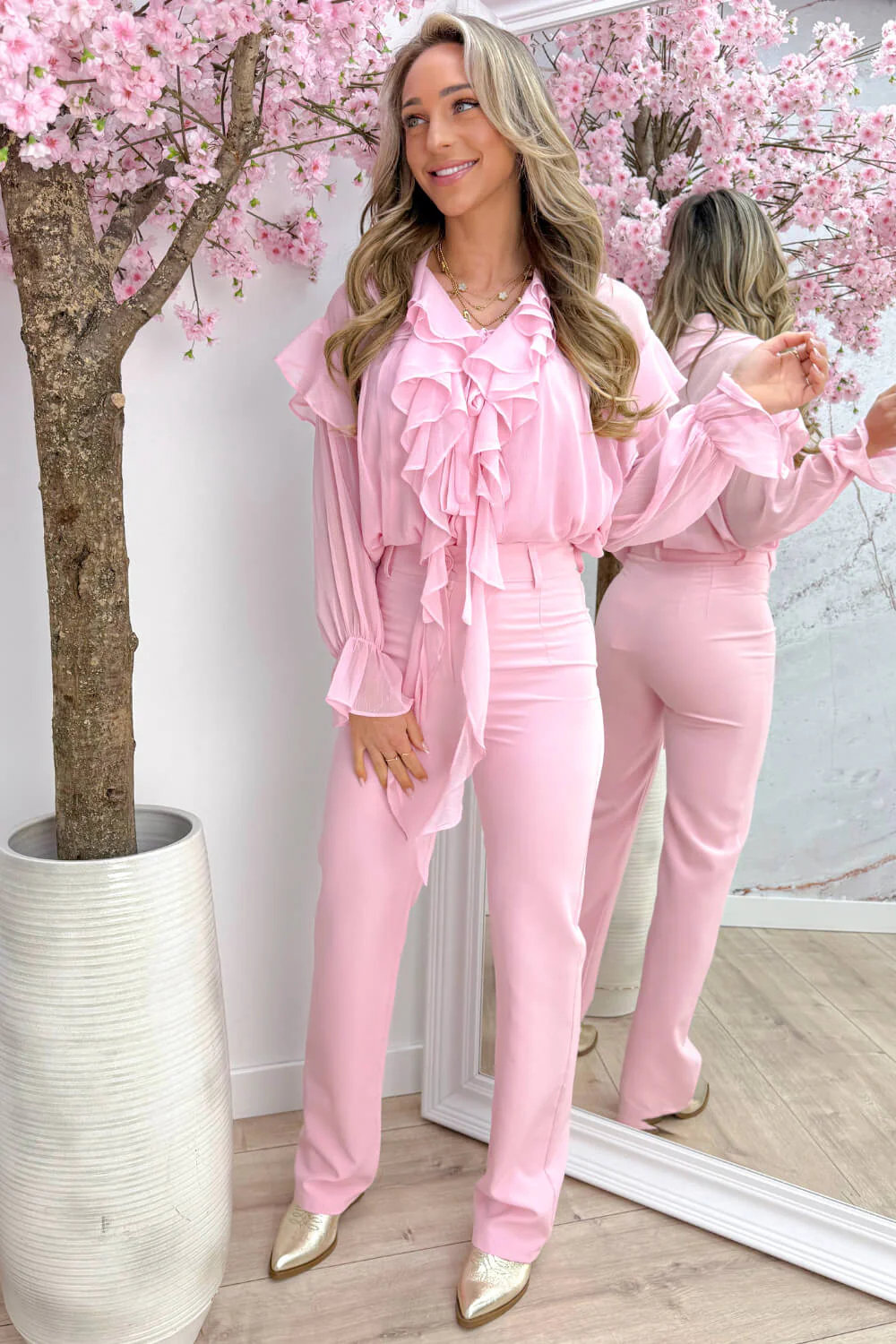 Ruffle bow topje - Lollypop roze - Image 2