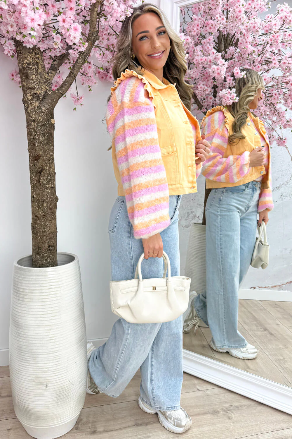 Ruffle denim gilet - Oranje - Image 4