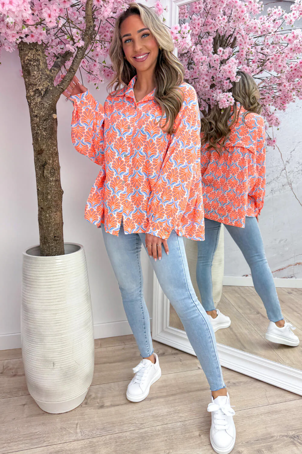 Seashell cotton blouse - Jeans blue - Image 3