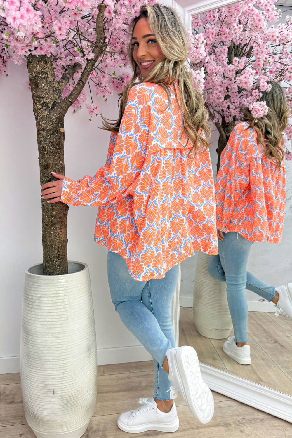 Seashell cotton blouse - Jeans blue - Image 4