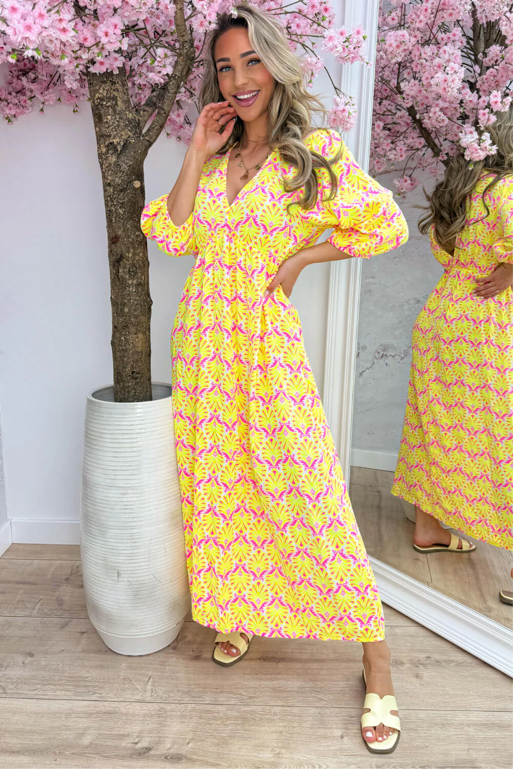 Seashell cotton dress - Geel