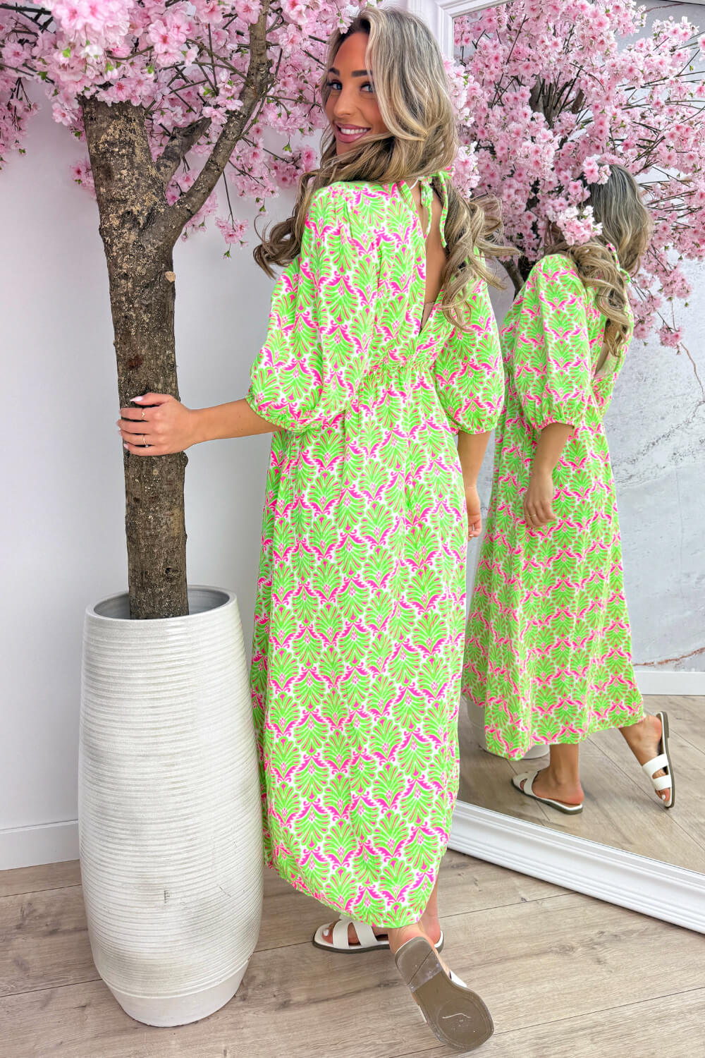 Seashell cotton dress - Lime - Image 4