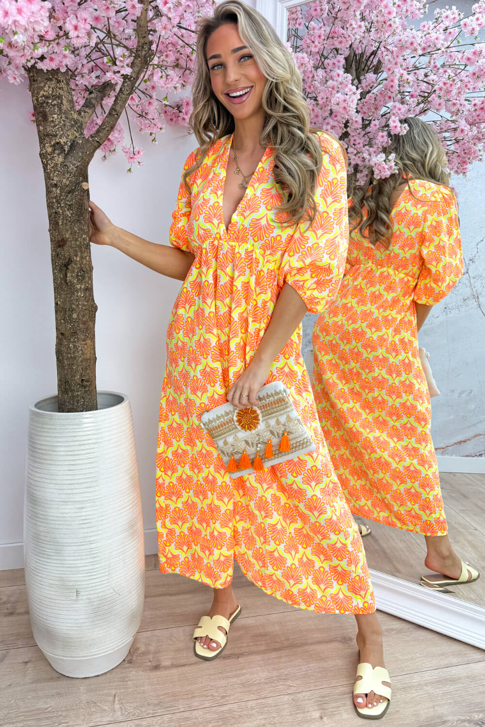 Seashell cotton dress - Oranje - Image 2