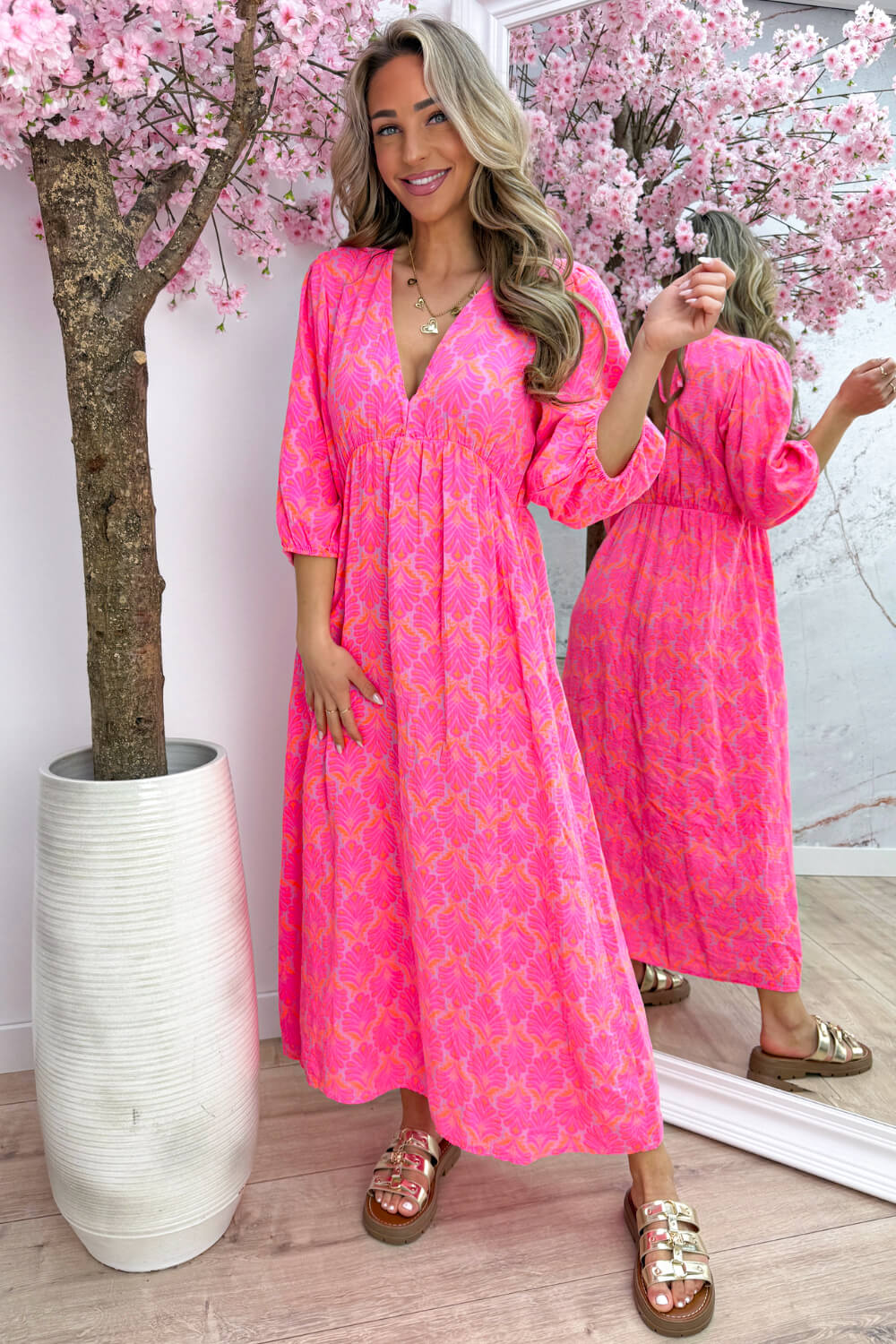 Seashell cotton dress - Roze - Image 2