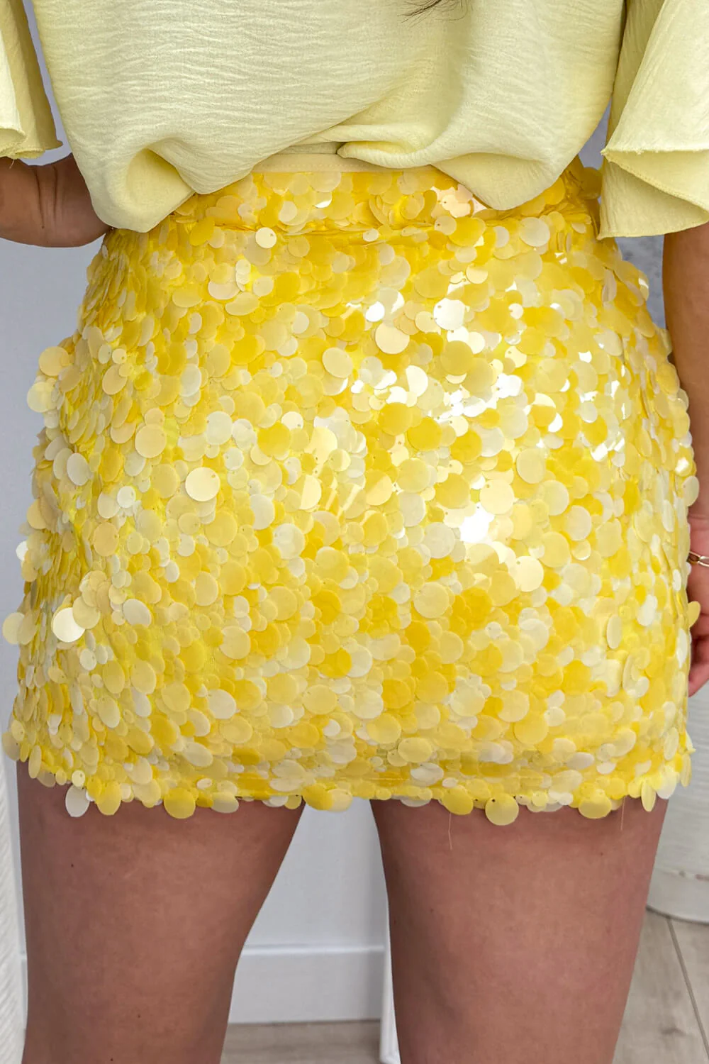 Shine all day sequin skirt - Geel - Image 2
