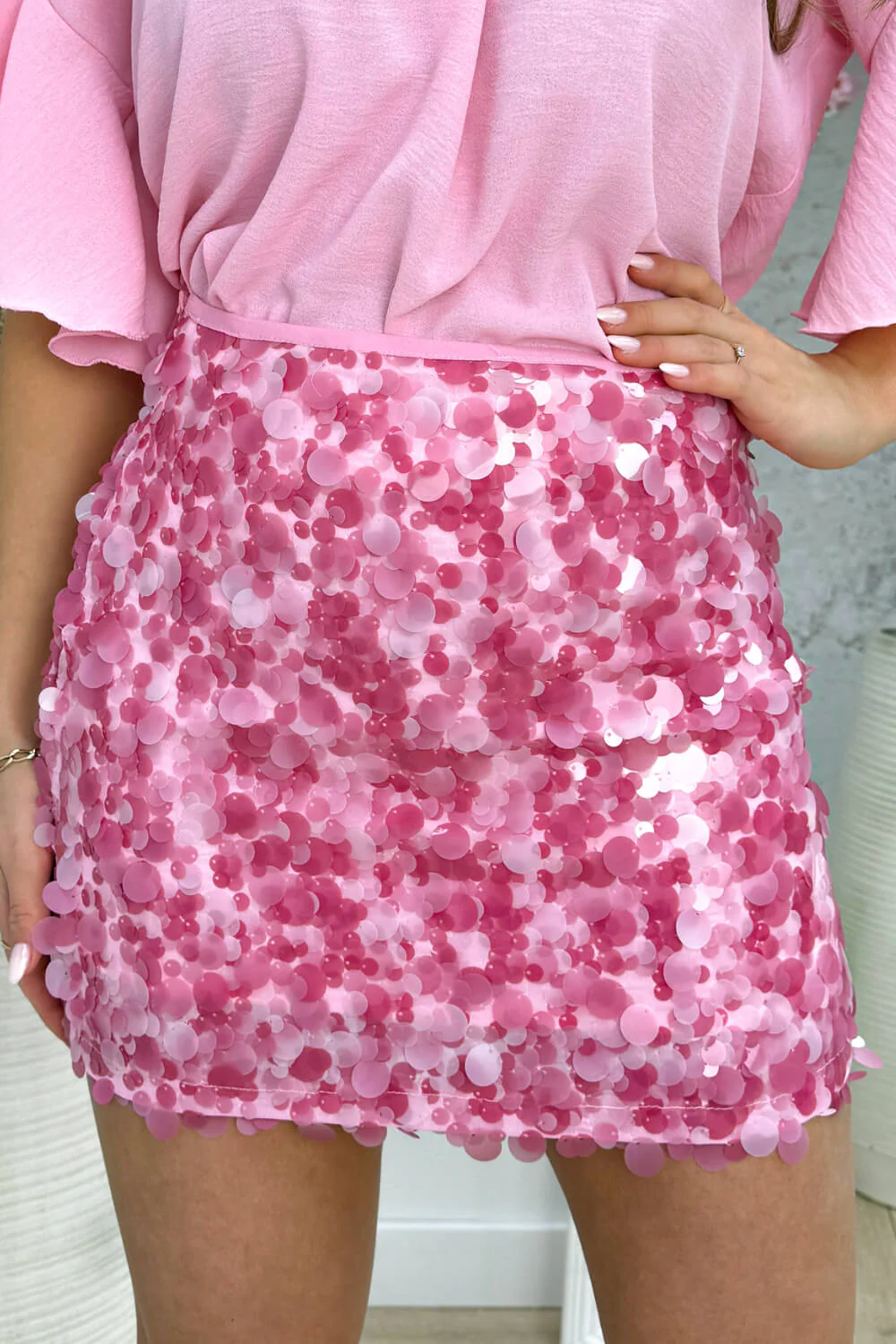 Shine all day sequin skirt - Lollypop roze