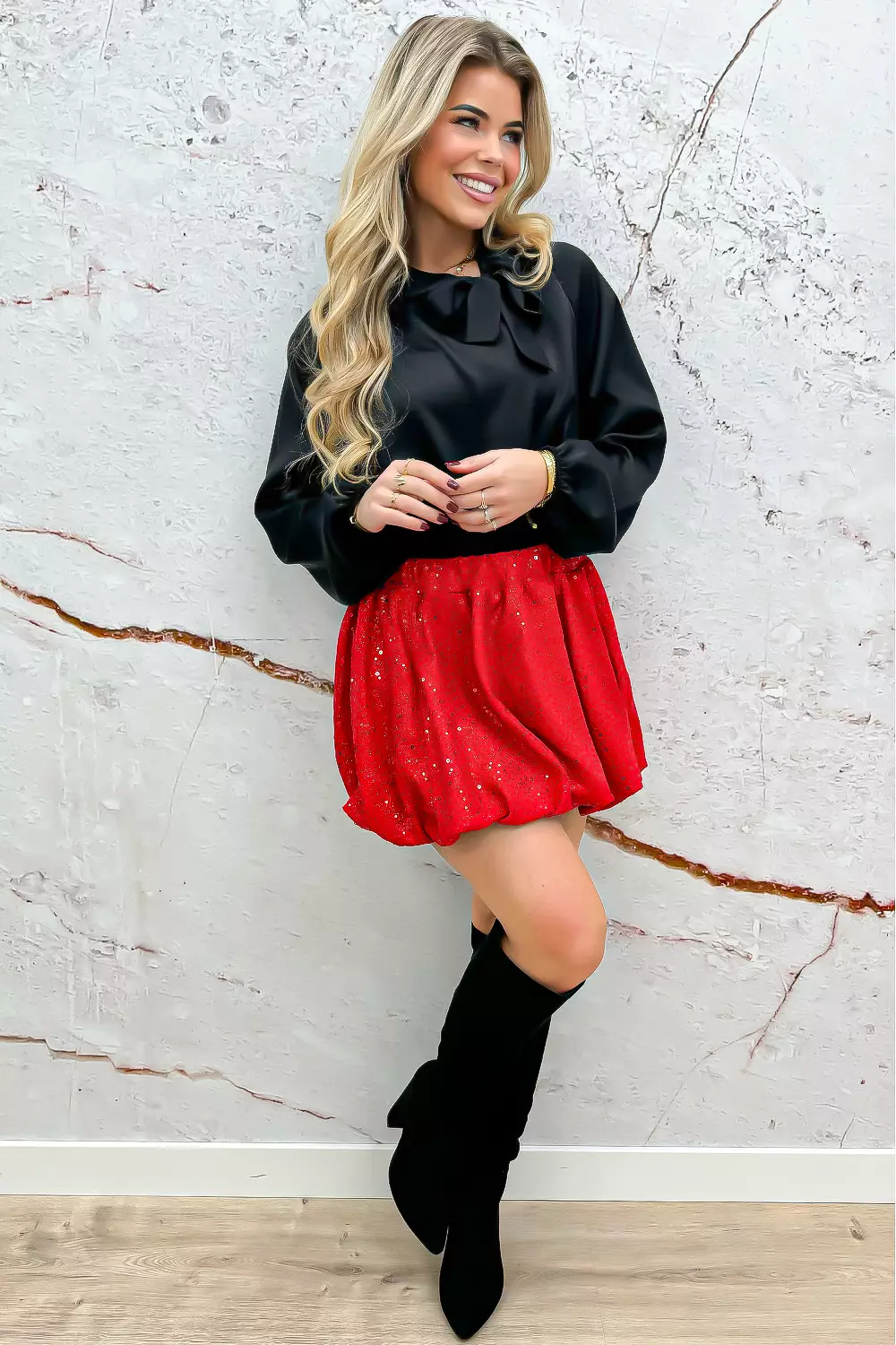Shine bright paillet skirt - Rood - Image 3