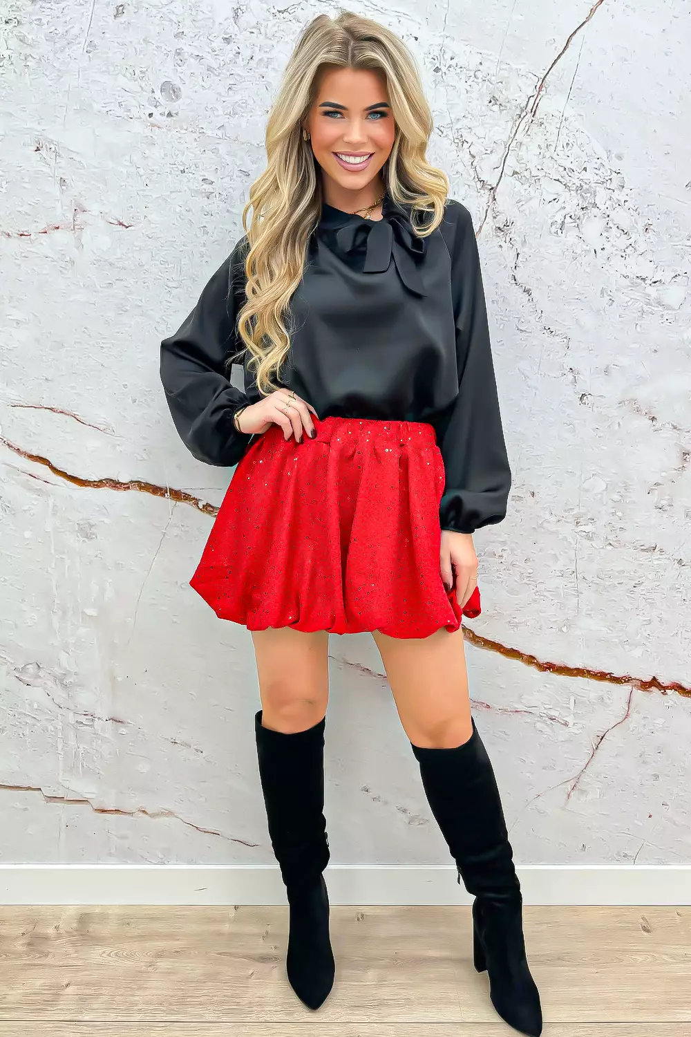 Shine bright paillet skirt - Rood - Image 4