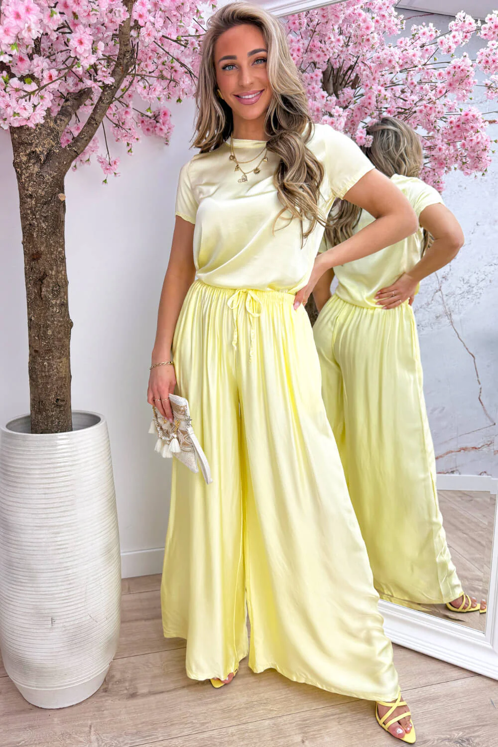 Silky basic pants - Geel - Image 3