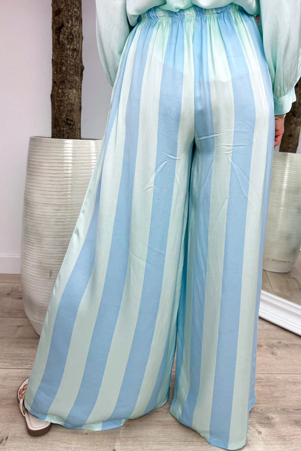 Silky stripe pants - Mint - Image 2