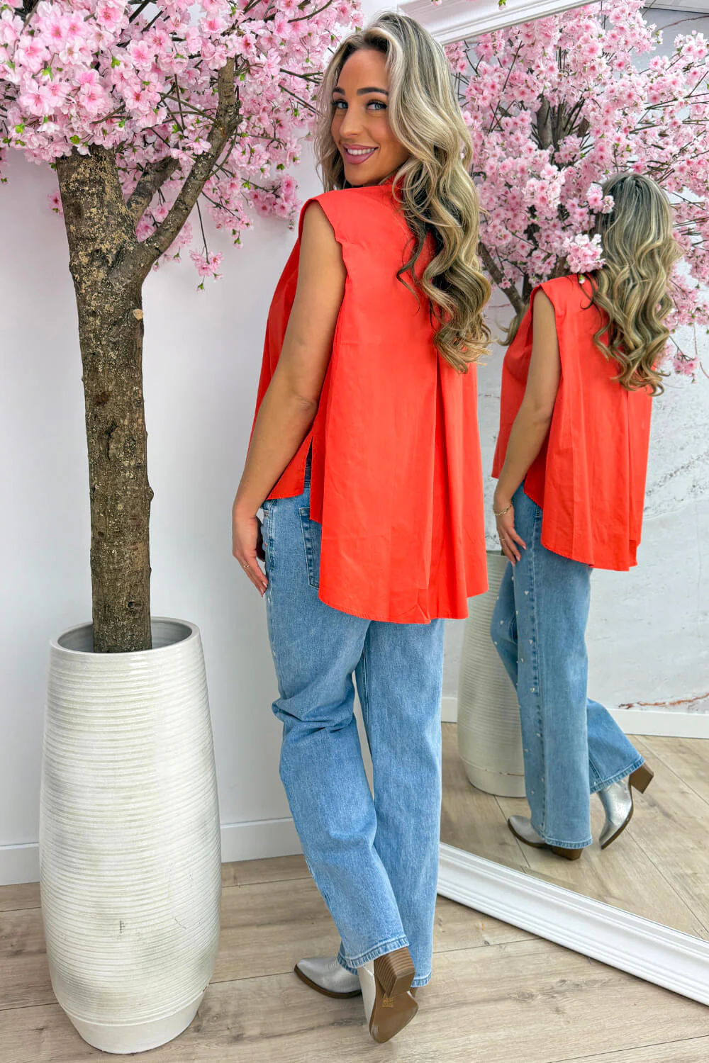 Silver hearts blouse - Oranje - Image 4